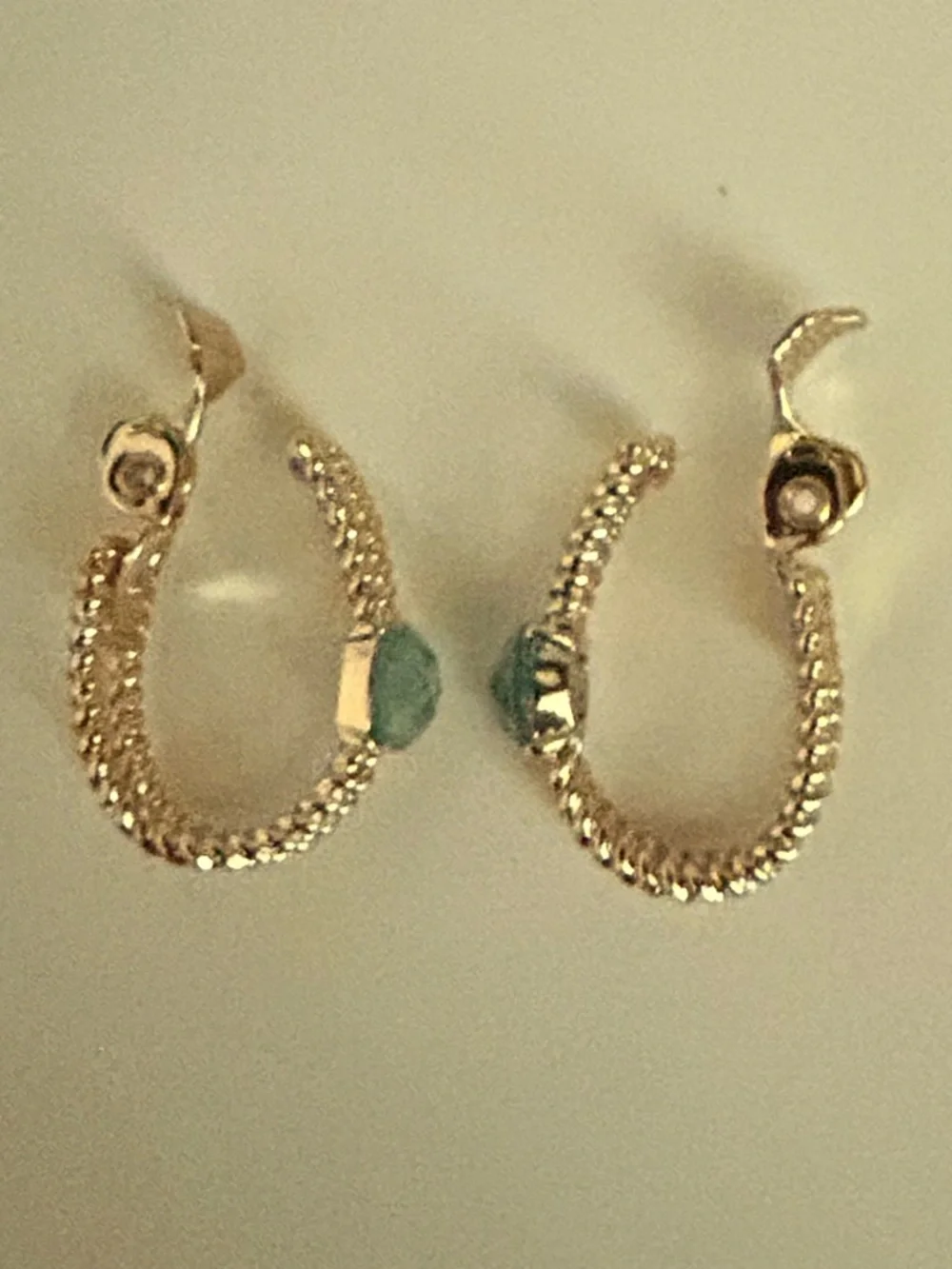 TJG Gold-Tone Earrings with Green Gemstone Accent